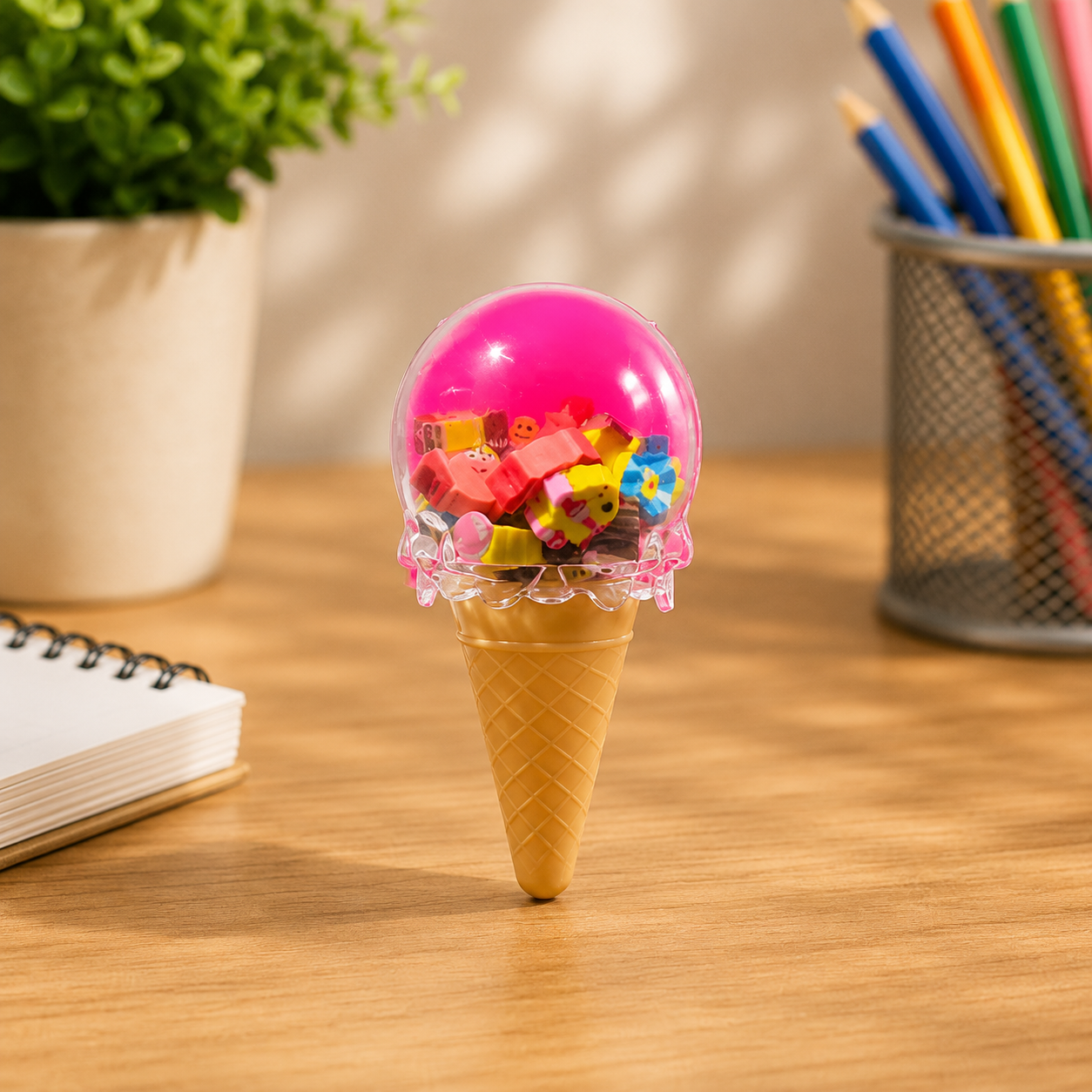 Ice Cream Cone Mini Eraser Set - Pink