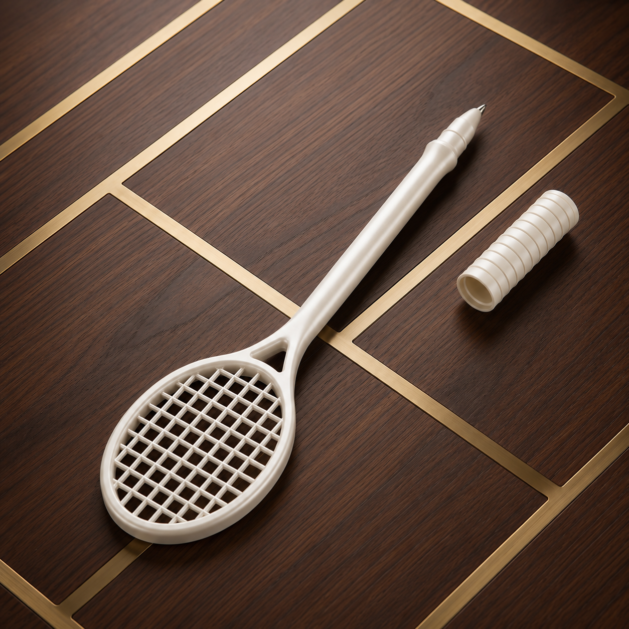 Badminton Racket Novelty Pen - Off White