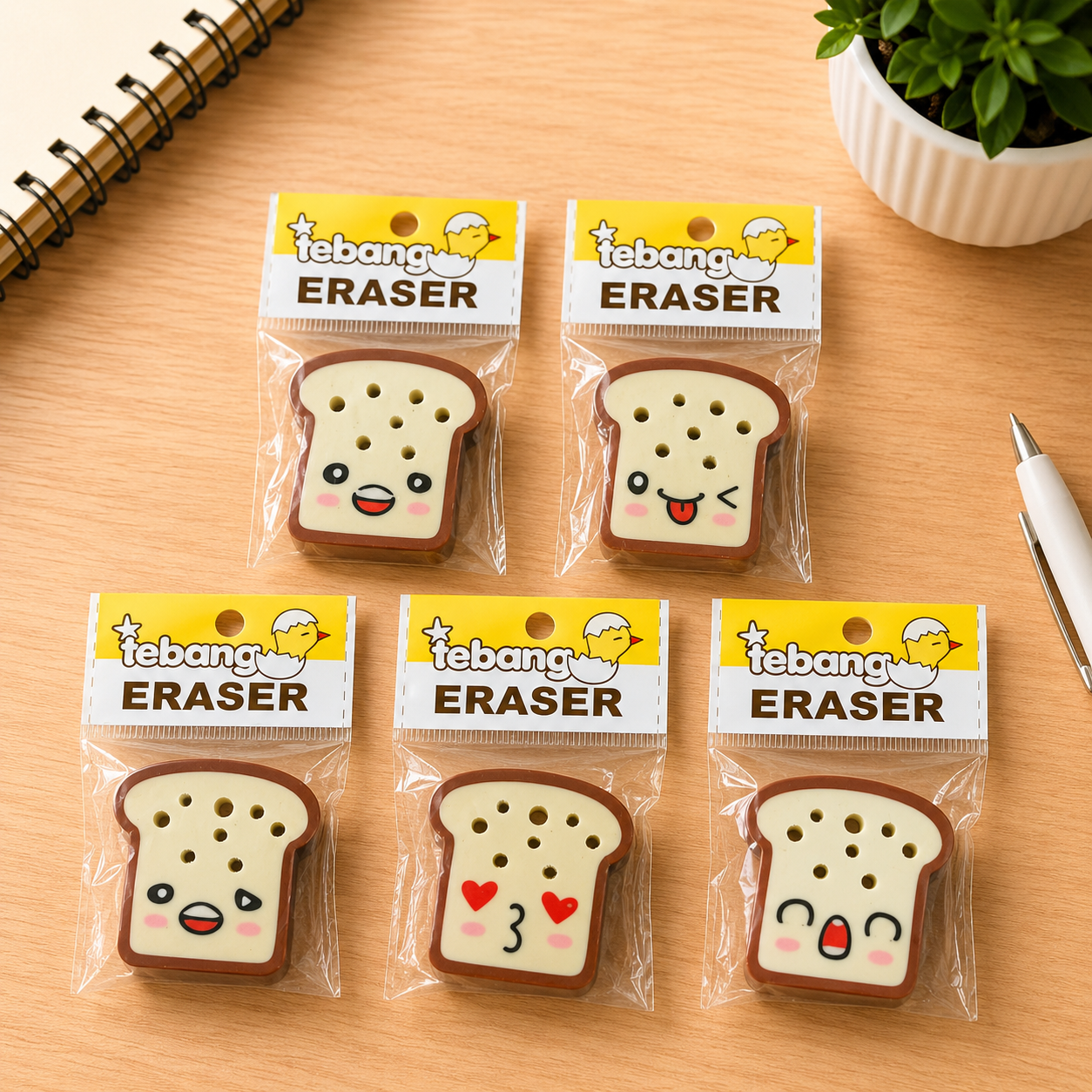 Toast Bread Eraser Set (5 Pieces)