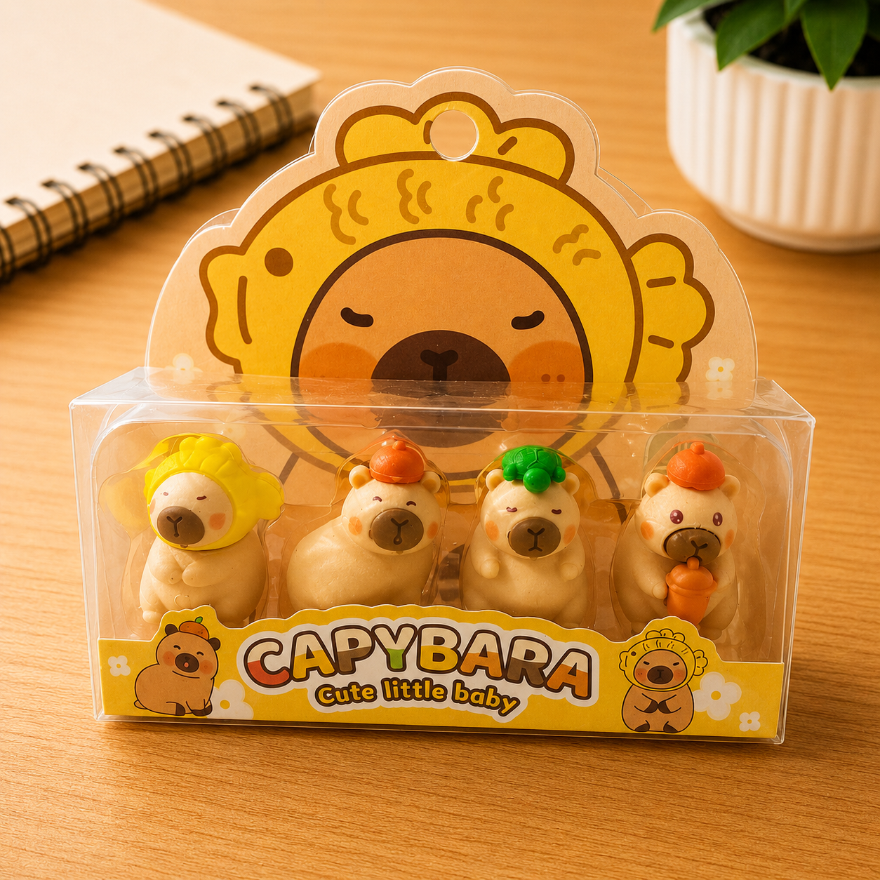 Capybara Eraser Set - Lion Theme (4 Pieces)