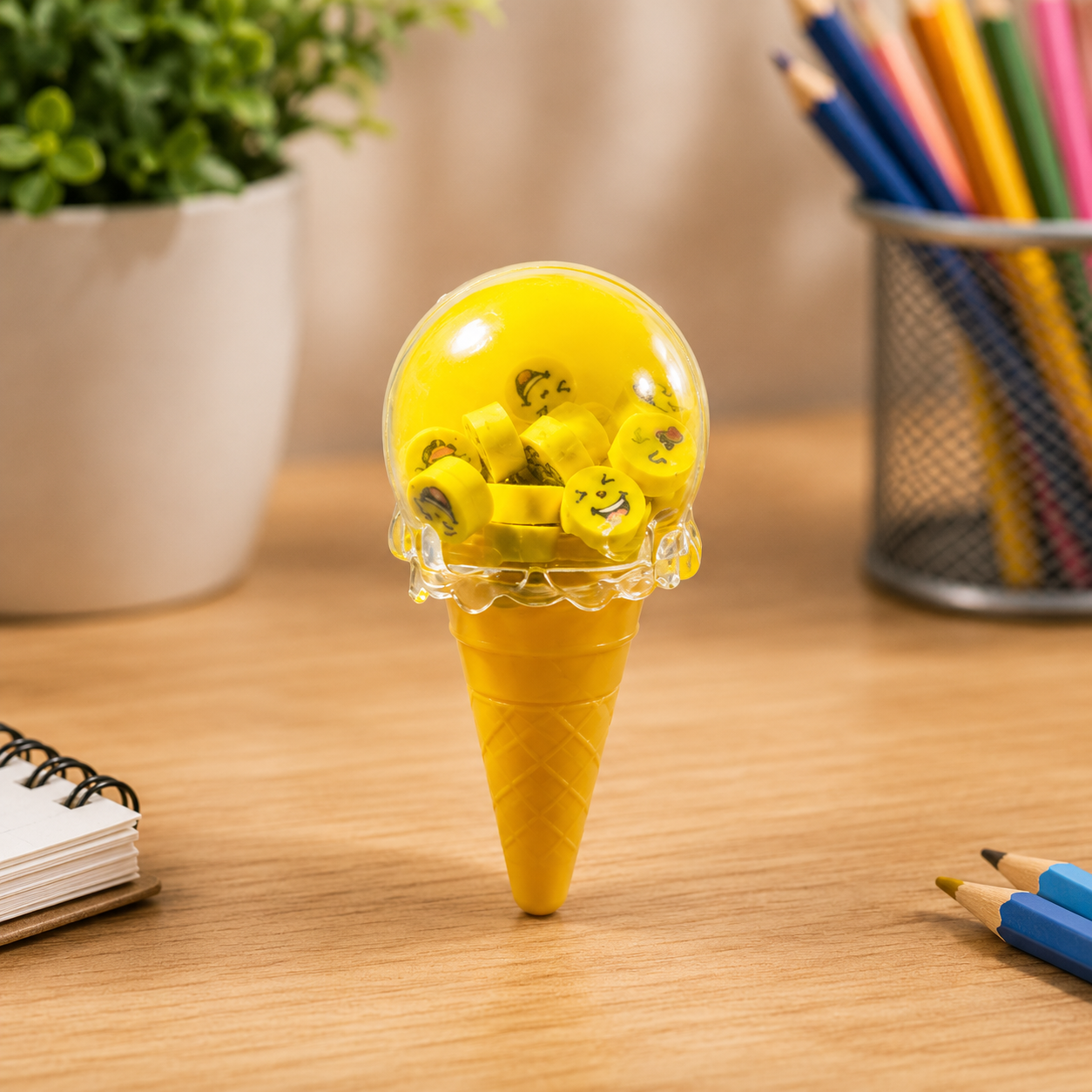 Ice Cream Cone Mini Eraser Set - Yellow